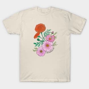 October Birth Flowers Marigolds and Cosmos T-Shirt